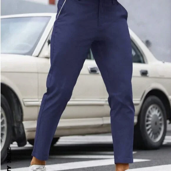 Manfinity Mode Men Solid Slant Pocket Blue Dress Pants, NWOT, Medium (33W) - Picture 2 of 8